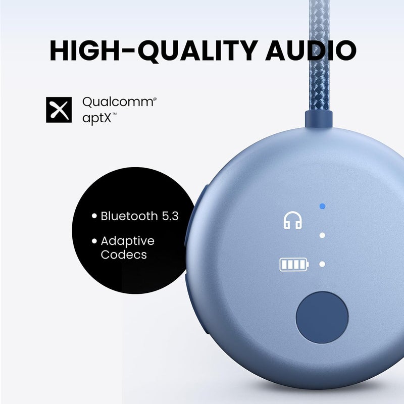 Avantree SoundJet R1 – 25Hr Airplane Bluetooth Adapter for All AirPods (Pro/Max) with Qualcomm Chipset & aptX Adaptive, Wireless Audio Transmitter for Flight Travel, Works with Bose & Other Headphones - Image 4